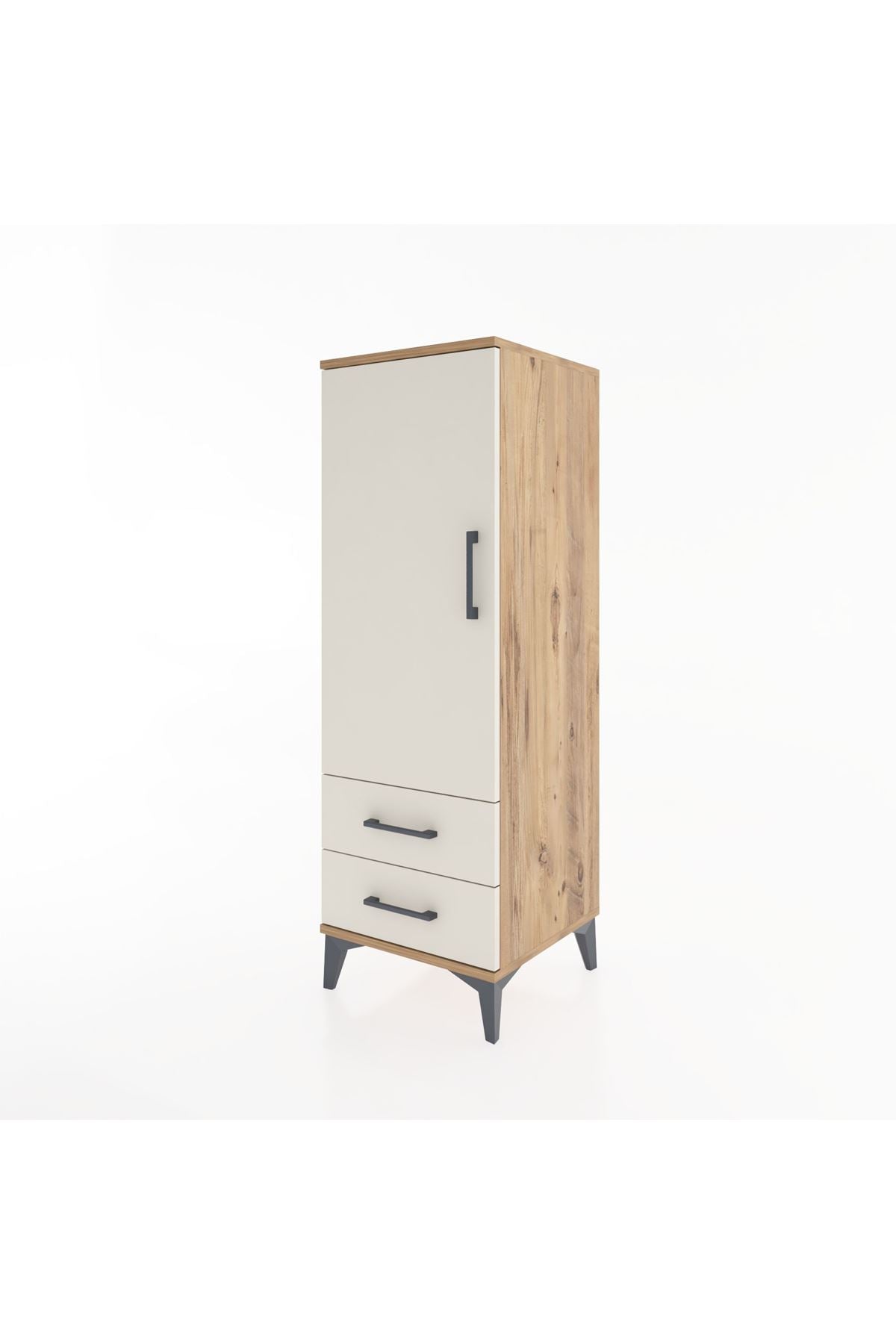 Hyperion Dolap 3 Raflı 2 Çekmeceli Tek Kapaklı 44x44x134 Çam-Aytaşı