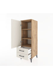 Hyperion Dolap 3 Raflı 2 Çekmeceli Tek Kapaklı 44x44x134 Çam-Aytaşı
