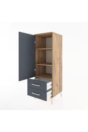 Hyperion Dolap 3 Raflı 2 Çekmeceli Tek Kapaklı 44x44x134 Çam-Antrasit