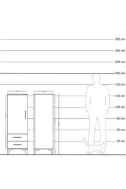 Hyperion Dolap 3 Raflı 2 Çekmeceli Tek Kapaklı 44x44x134 Çam-Antrasit