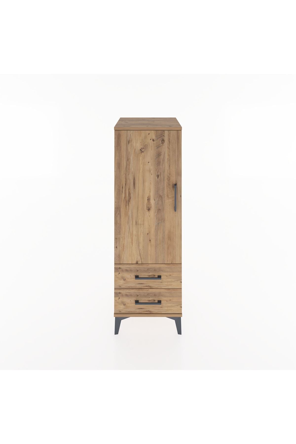 Hyperion Dolap 3 Raflı 2 Çekmeceli Tek Kapaklı 44x44x134 Çam-Çam