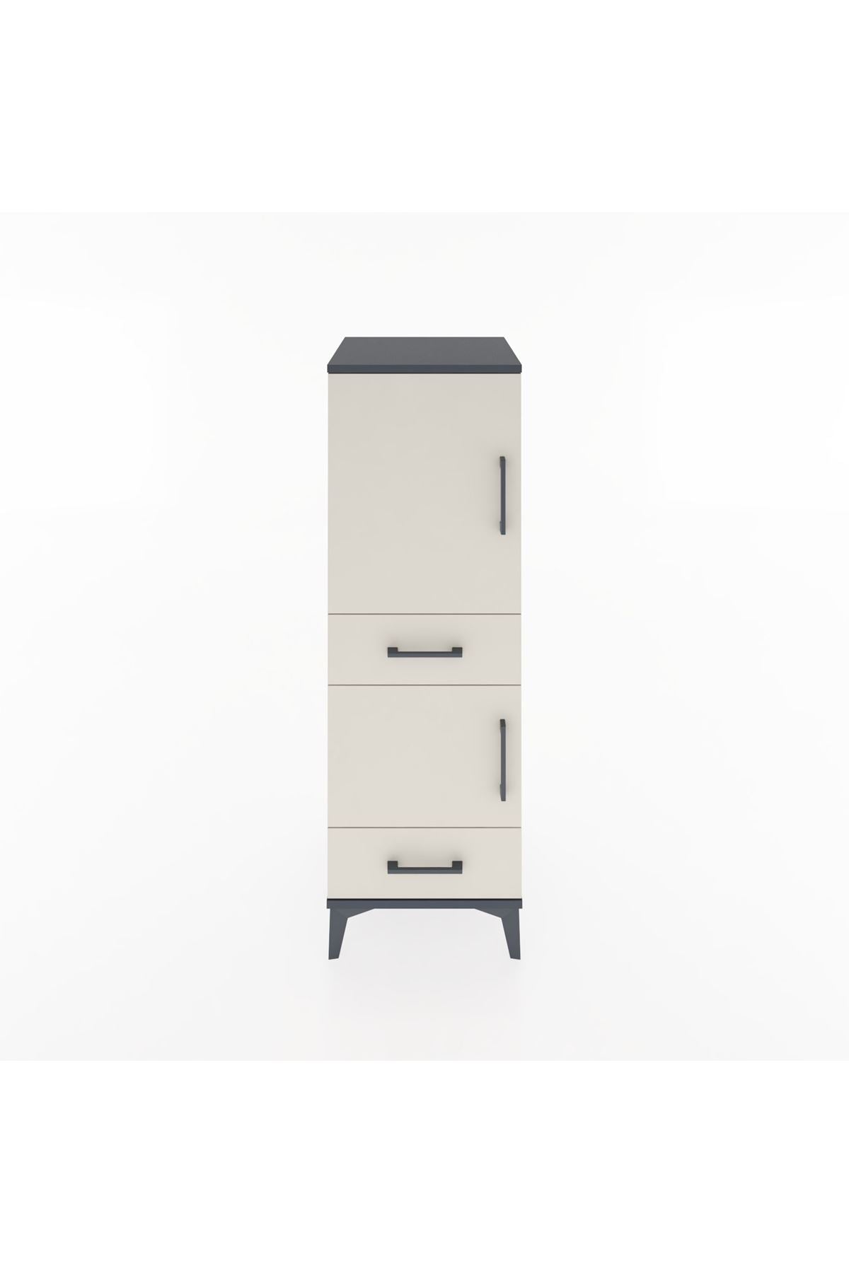 Hyperion Dolap 3 Raflı 2 Çekmeceli 2 Kapaklı 44x44x134 Antrasit-Aytaşı