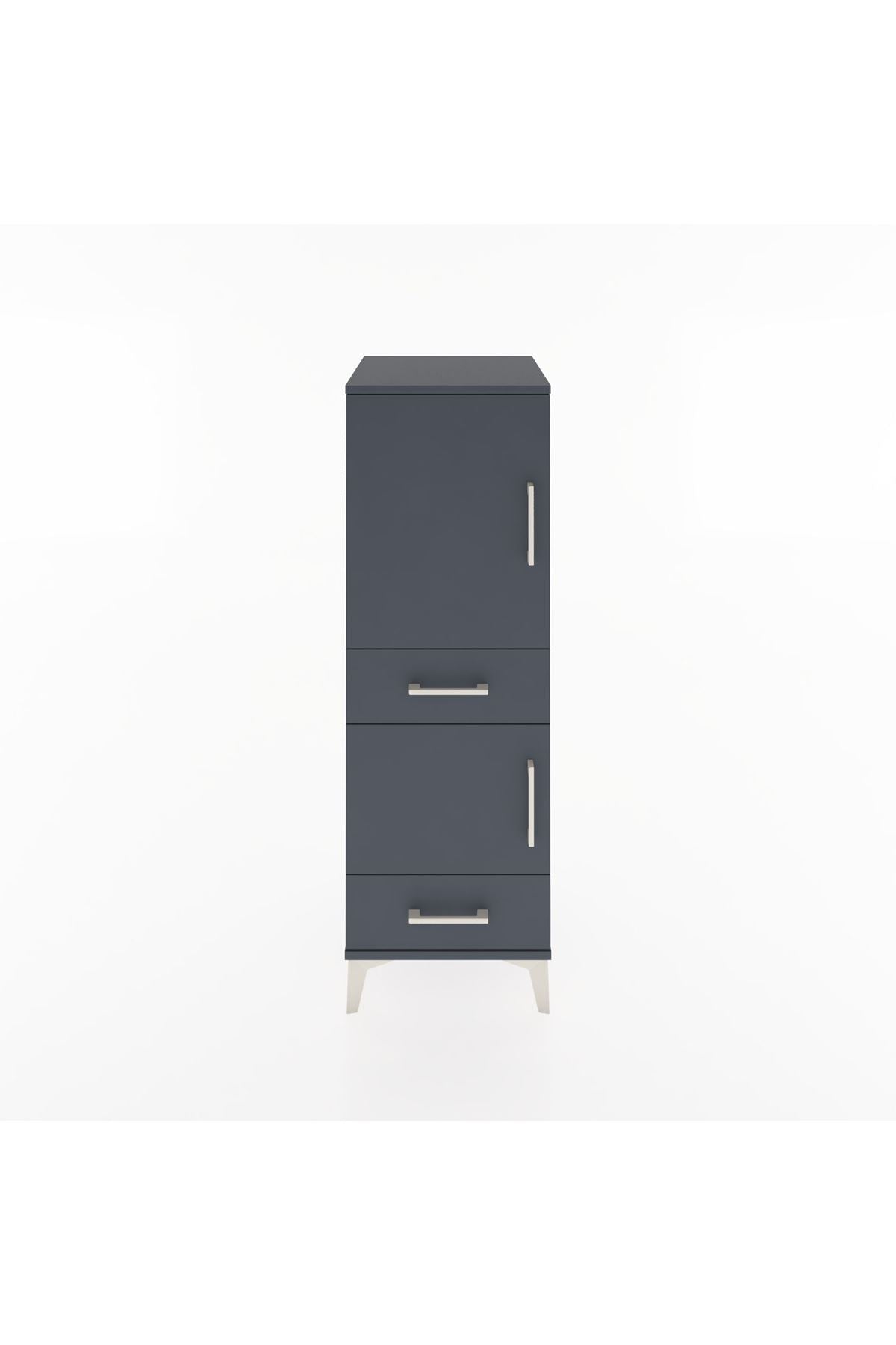 Hyperion Dolap 3 Raflı 2 Çekmeceli 2 Kapaklı 44x44x134 Antrasit-Antrasit