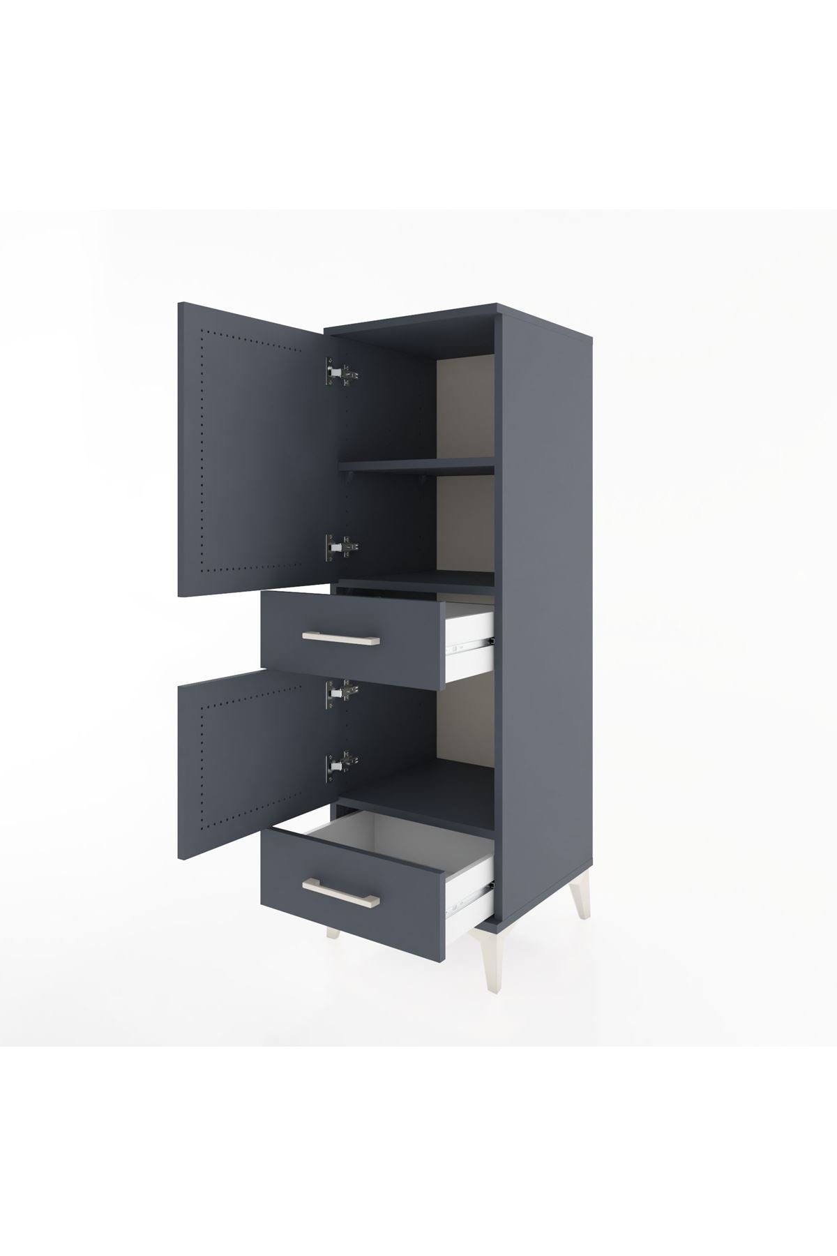 Hyperion Dolap 3 Raflı 2 Çekmeceli 2 Kapaklı 44x44x134 Antrasit-Antrasit