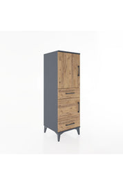 Hyperion Dolap 3 Raflı 2 Çekmeceli 2 Kapaklı 44x44x134 Antrasit-Çam
