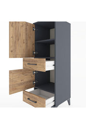 Hyperion Dolap 3 Raflı 2 Çekmeceli 2 Kapaklı 44x44x134 Antrasit-Çam