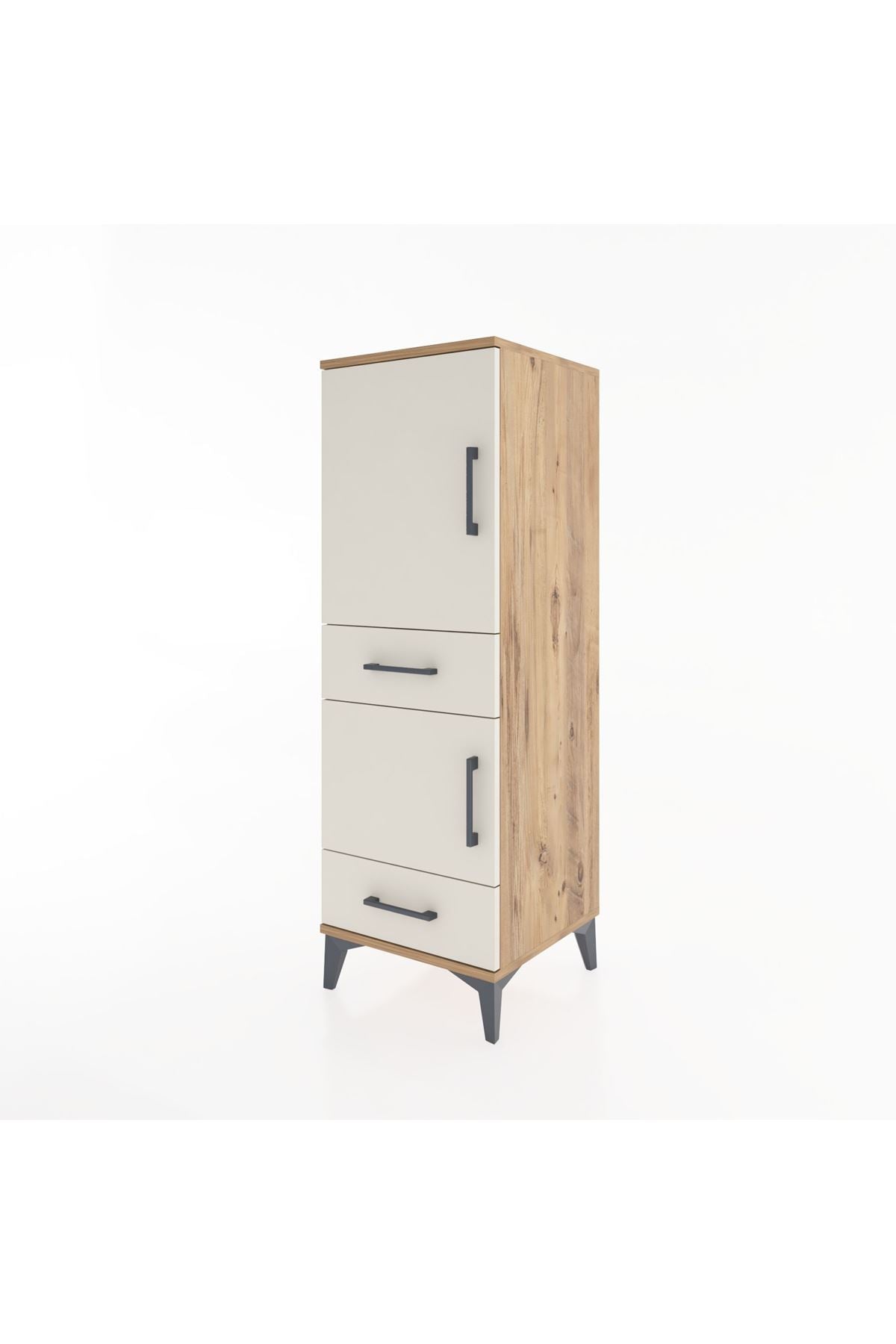 Hyperion Dolap 3 Raflı 2 Çekmeceli 2 Kapaklı 44x44x134 Çam-Aytaşı