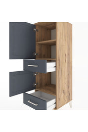 Hyperion Dolap 3 Raflı 2 Çekmeceli 2 Kapaklı 44x44x134 Çam-Antrasit