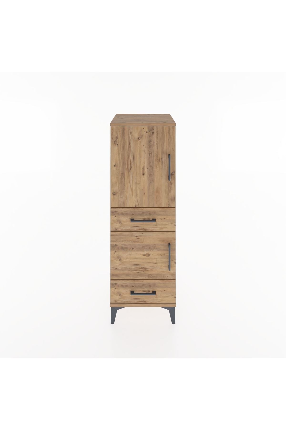 Hyperion Dolap 3 Raflı 2 Çekmeceli 2 Kapaklı 44x44x134 Çam-Çam