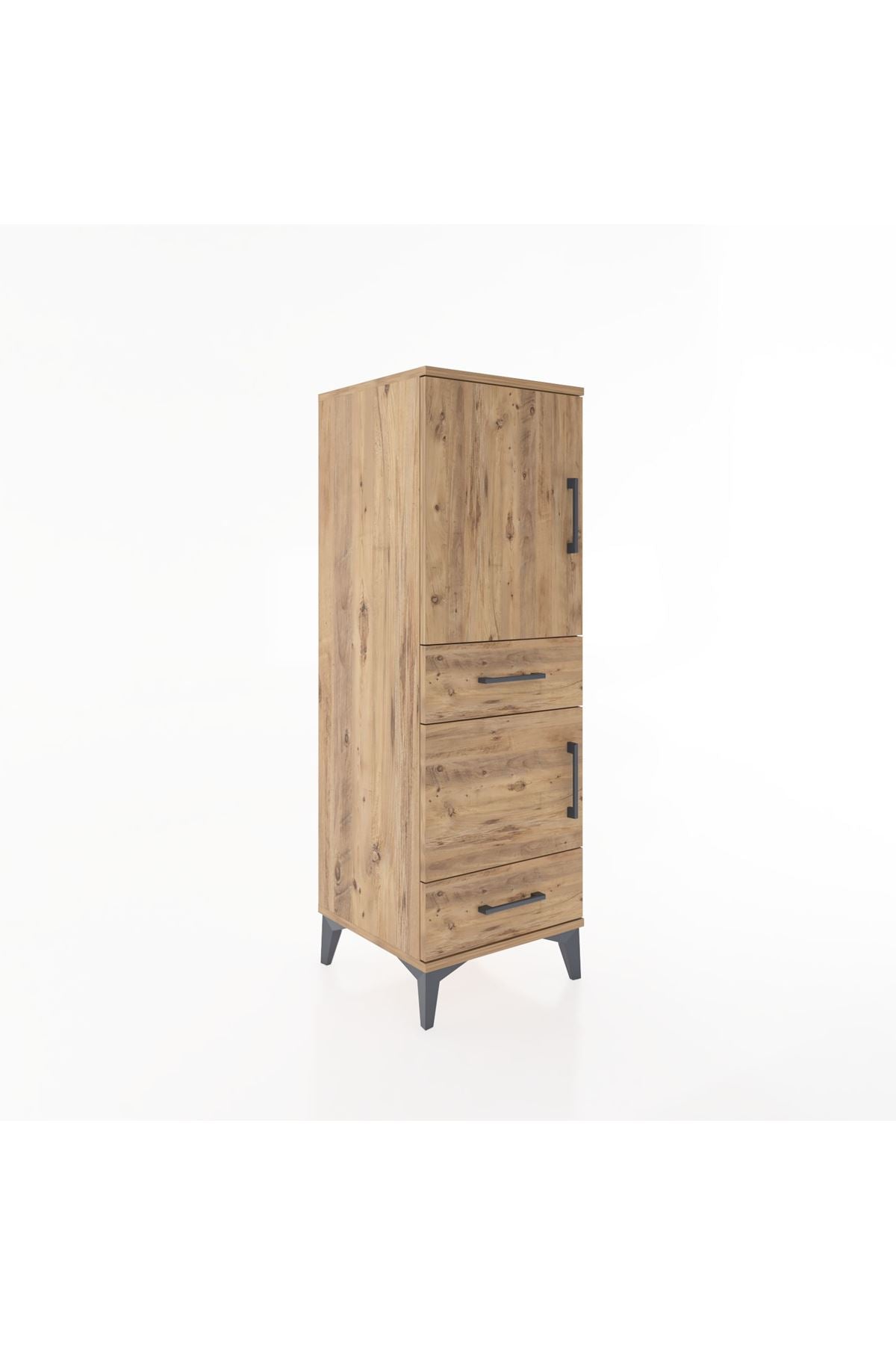 Hyperion Dolap 3 Raflı 2 Çekmeceli 2 Kapaklı 44x44x134 Çam-Çam