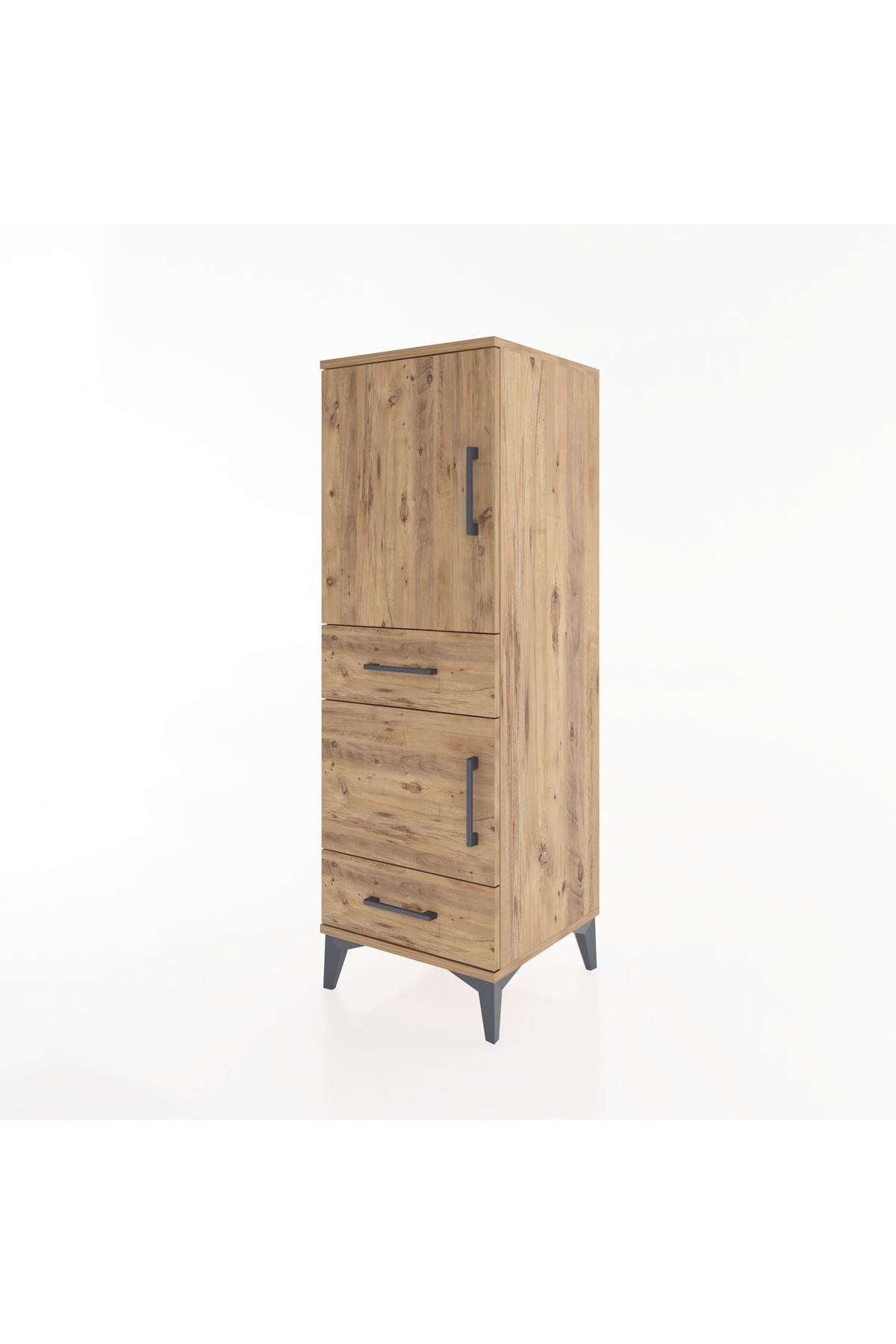 Hyperion Dolap 3 Raflı 2 Çekmeceli 2 Kapaklı 44x44x134 Çam-Çam