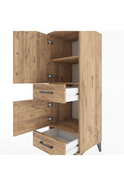 Hyperion Dolap 3 Raflı 2 Çekmeceli 2 Kapaklı 44x44x134 Çam-Çam
