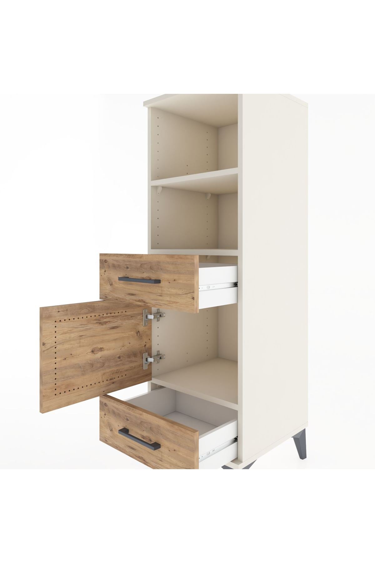 Hyperion Dolap 3 Raflı 2 Çekmeceli Tek Kapaklı 44x44x134 Aytaşı-Çam