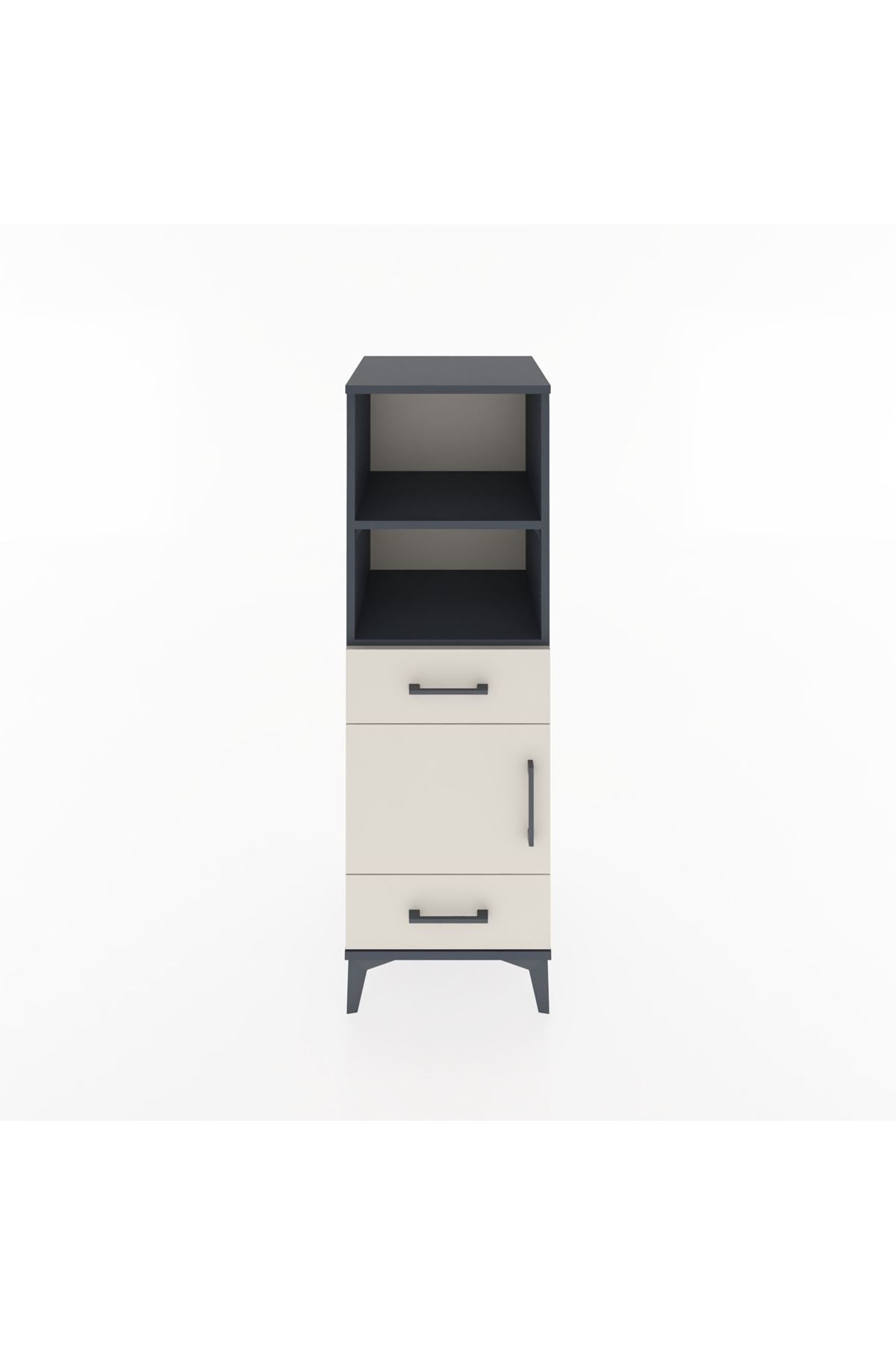 Hyperion Dolap 3 Raflı 2 Çekmeceli Tek Kapaklı 44x44x134 Antrasit-Aytaşı