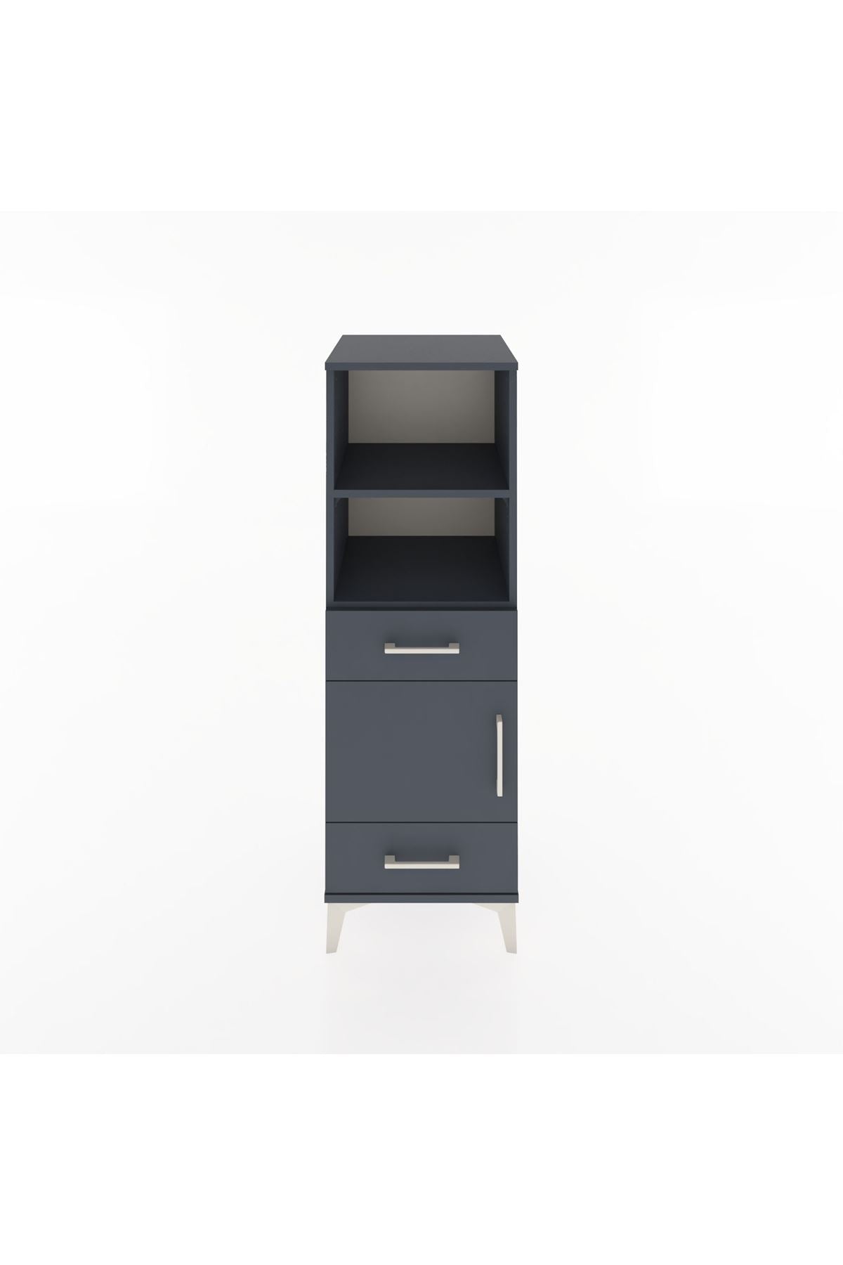 Hyperion Dolap 3 Raflı 2 Çekmeceli Tek Kapaklı 44x44x134 Antrasit-Antrasit