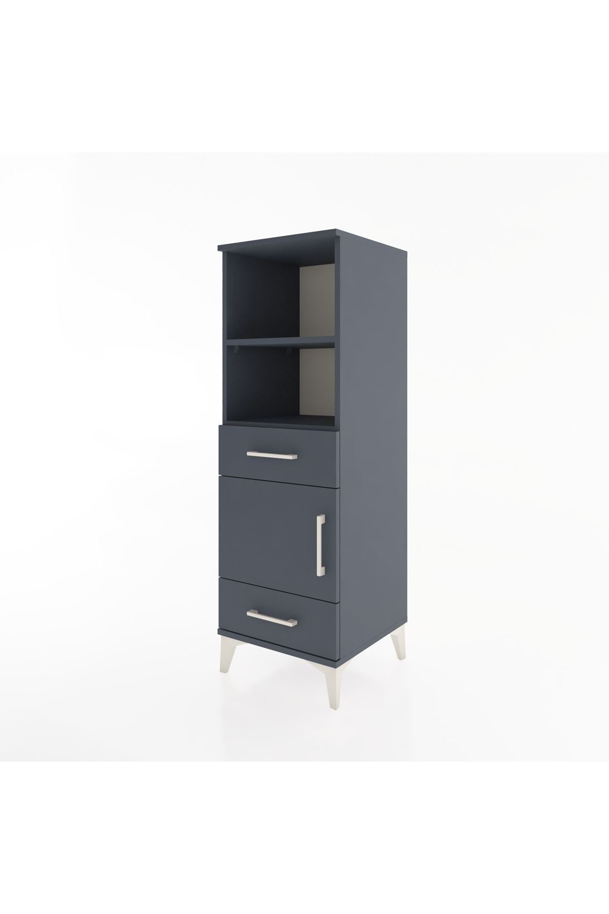 Hyperion Dolap 3 Raflı 2 Çekmeceli Tek Kapaklı 44x44x134 Antrasit-Antrasit