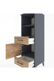 Hyperion Dolap 3 Raflı 2 Çekmeceli Tek Kapaklı 44x44x134 Antrasit-Çam