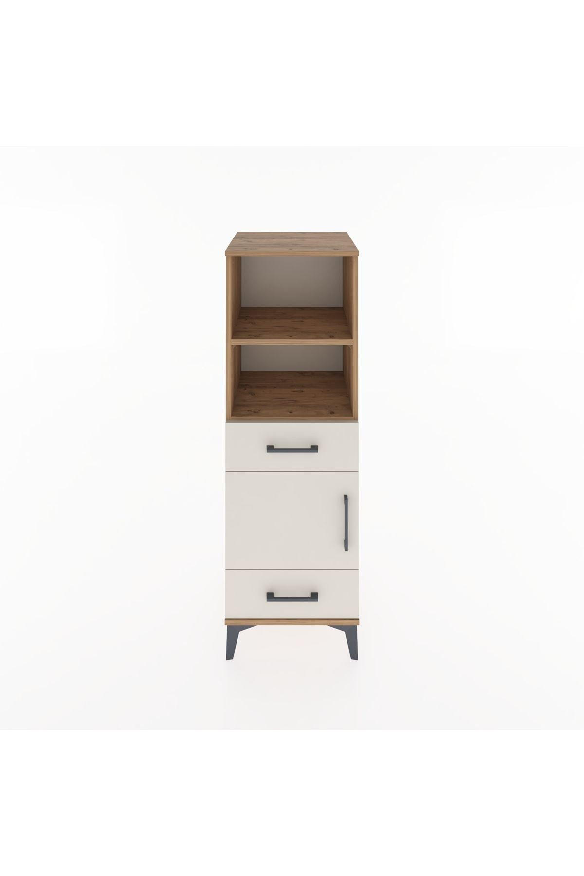 Hyperion Dolap 3 Raflı 2 Çekmeceli Tek Kapaklı 44x44x134 Çam-Aytaşı