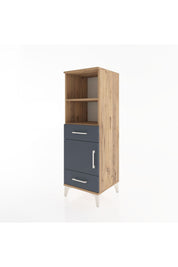 Hyperion Dolap 3 Raflı 2 Çekmeceli Tek Kapaklı 44x44x134 Çam-Antrasit