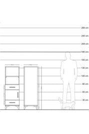Hyperion Dolap 3 Raflı 2 Çekmeceli Tek Kapaklı 44x44x134 Çam-Antrasit