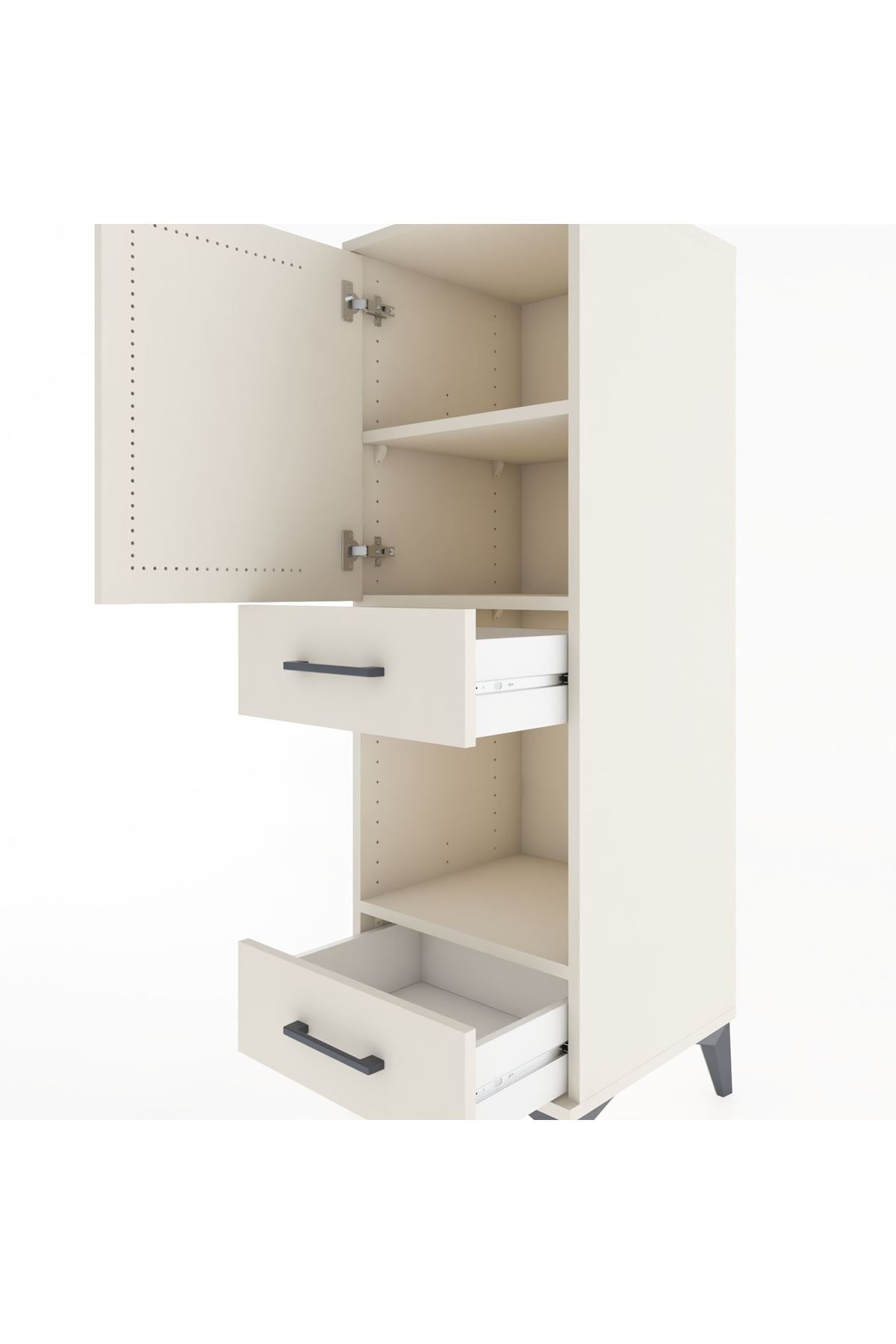 Hyperion Dolap 3 Raflı 2 Çekmeceli Tek Kapaklı 44x44x134 Aytaşı-Aytaşı