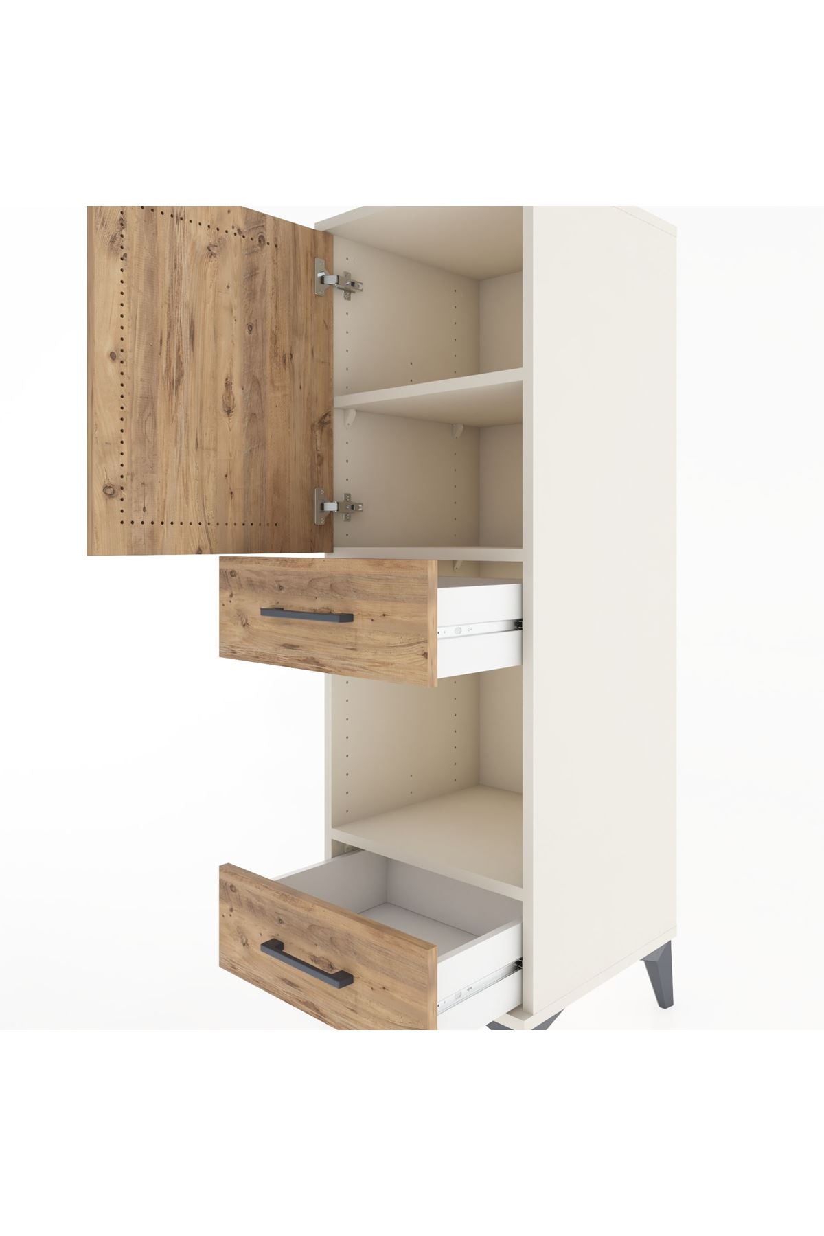 Hyperion Dolap 3 Raflı 2 Çekmeceli Tek Kapaklı 44x44x134 Aytaşı-Çam