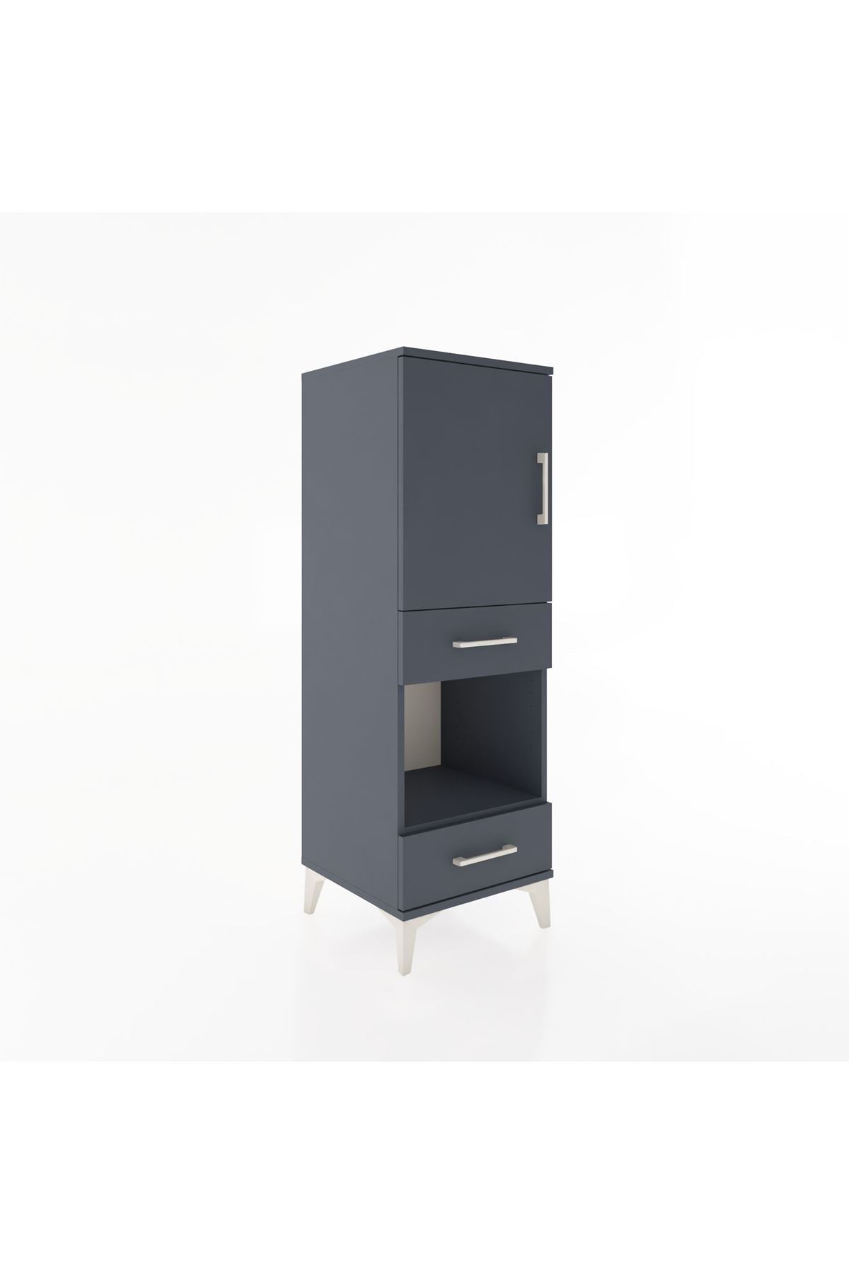Hyperion Dolap 3 Raflı 2 Çekmeceli Tek Kapaklı 44x44x134 Antrasit-Antrasit