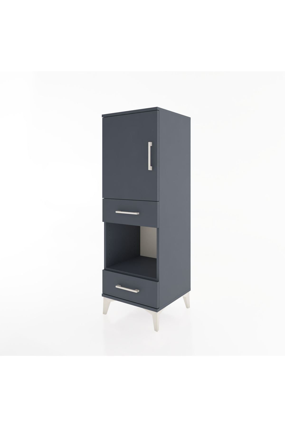 Hyperion Dolap 3 Raflı 2 Çekmeceli Tek Kapaklı 44x44x134 Antrasit-Antrasit