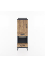 Hyperion Dolap 3 Raflı 2 Çekmeceli Tek Kapaklı 44x44x134 Antrasit-Çam