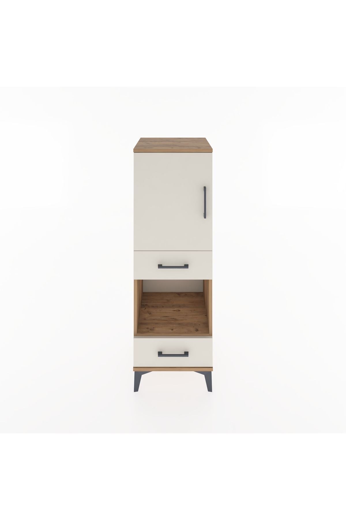 Hyperion Dolap 3 Raflı 2 Çekmeceli Tek Kapaklı 44x44x134 Çam-Aytaşı