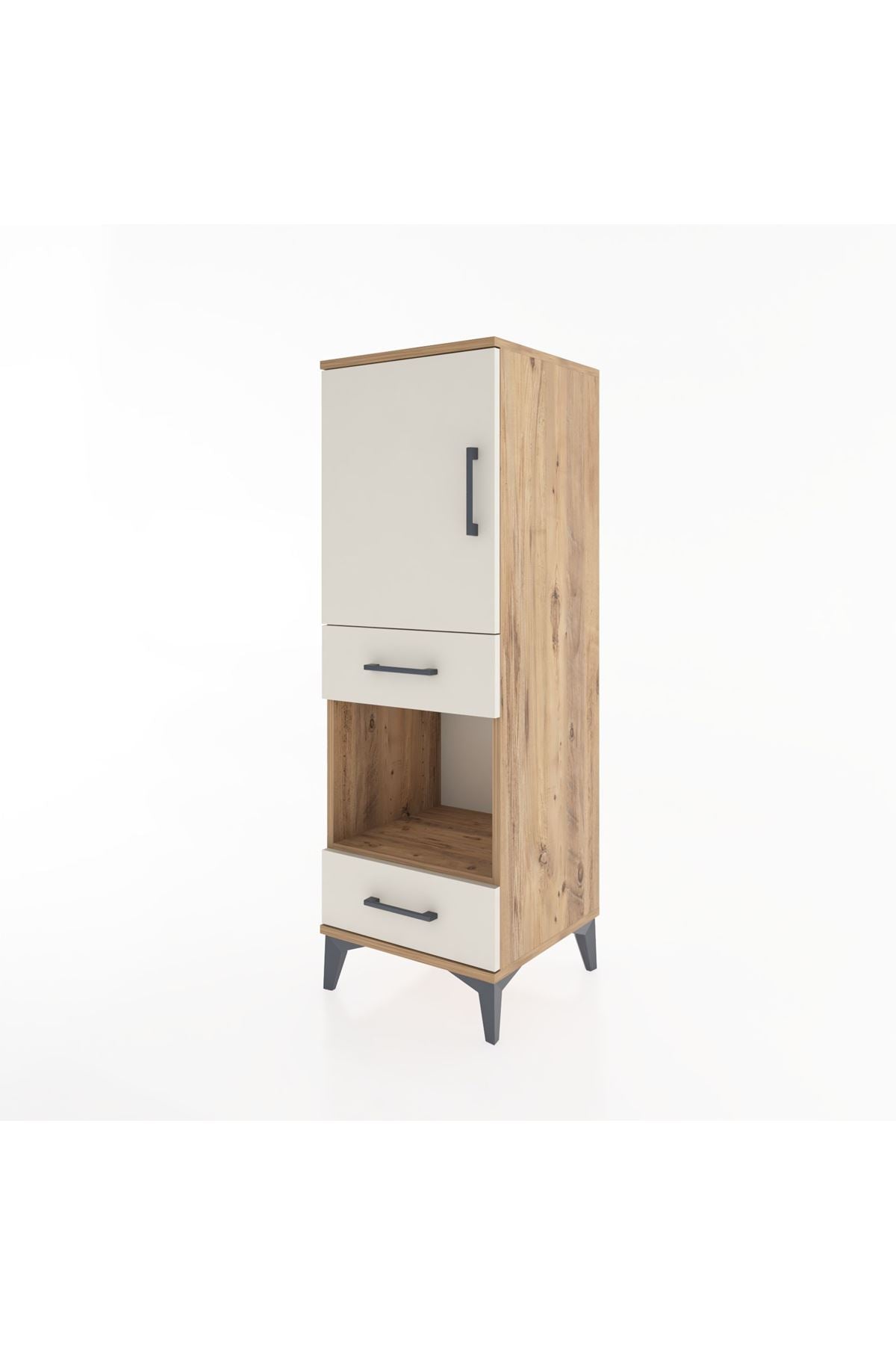 Hyperion Dolap 3 Raflı 2 Çekmeceli Tek Kapaklı 44x44x134 Çam-Aytaşı