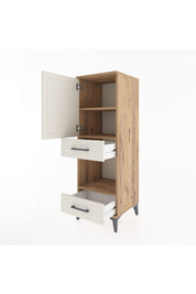 Hyperion Dolap 3 Raflı 2 Çekmeceli Tek Kapaklı 44x44x134 Çam-Aytaşı