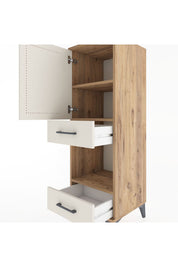 Hyperion Dolap 3 Raflı 2 Çekmeceli Tek Kapaklı 44x44x134 Çam-Aytaşı