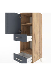 Hyperion Dolap 3 Raflı 2 Çekmeceli Tek Kapaklı 44x44x134 Çam-Antrasit