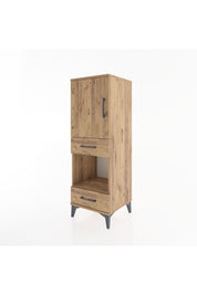 Hyperion Dolap 3 Raflı 2 Çekmeceli Tek Kapaklı 44x44x134 Çam-Çam