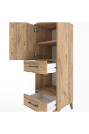 Hyperion Dolap 3 Raflı 2 Çekmeceli Tek Kapaklı 44x44x134 Çam-Çam