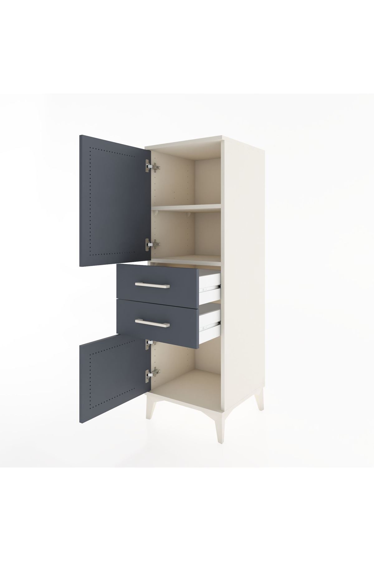 Hyperion Dolap 2 Raflı 2 Çekmeceli 2 Kapaklı 44x44x134 Aytaşı-Antrasit