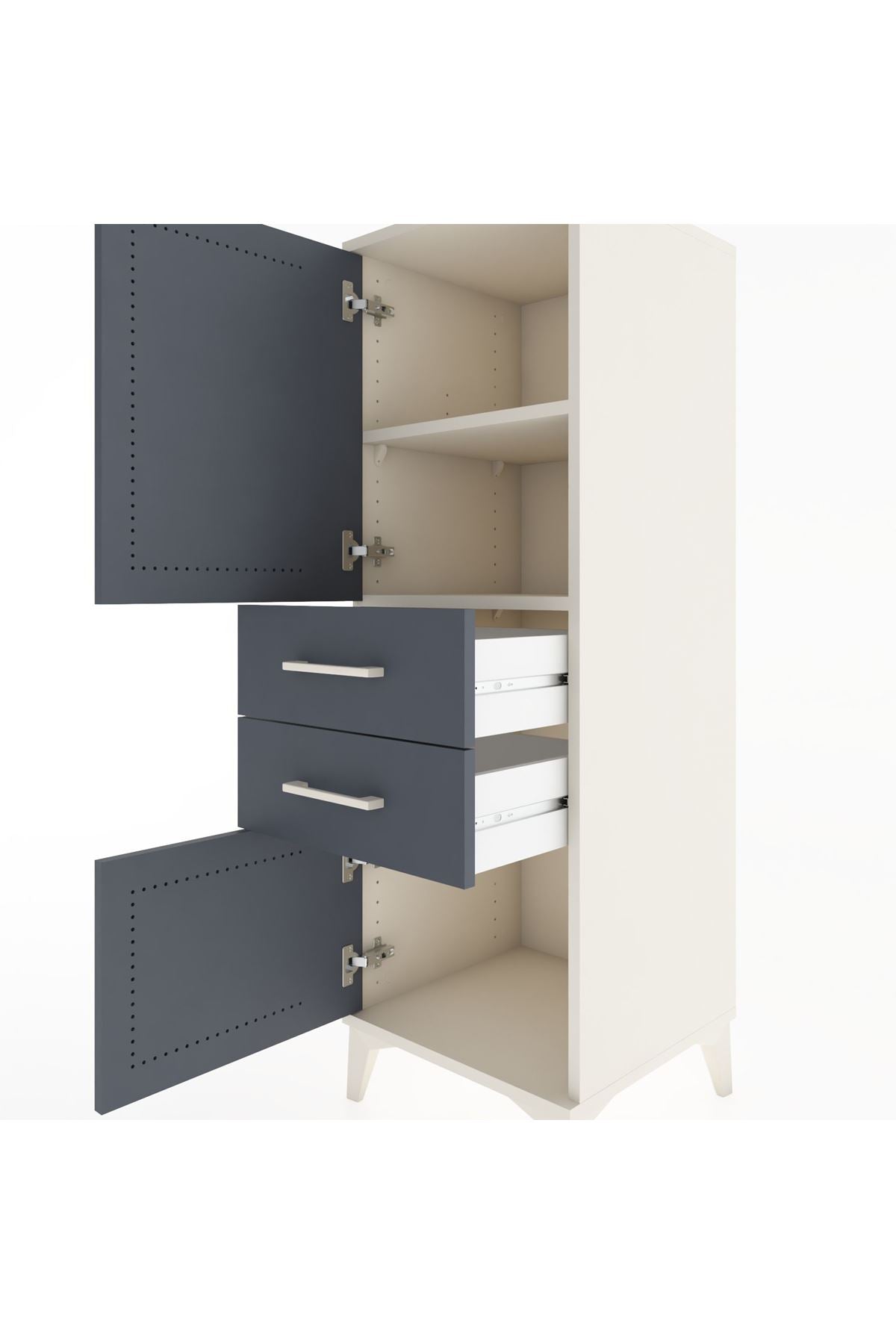 Hyperion Dolap 2 Raflı 2 Çekmeceli 2 Kapaklı 44x44x134 Aytaşı-Antrasit