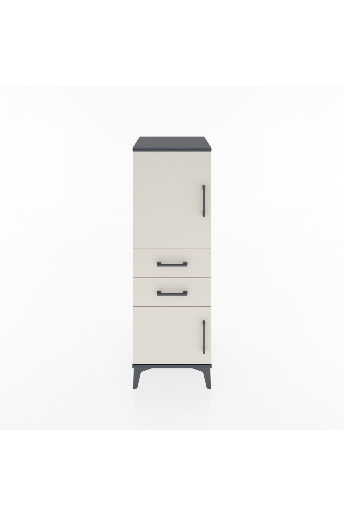 Hyperion Dolap 2 Raflı 2 Çekmeceli 2 Kapaklı 44x44x134 Antrasit-Aytaşı