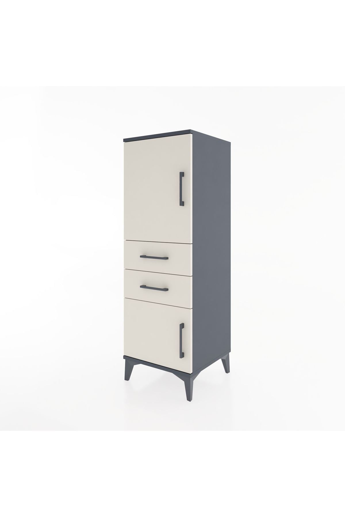 Hyperion Dolap 2 Raflı 2 Çekmeceli 2 Kapaklı 44x44x134 Antrasit-Aytaşı