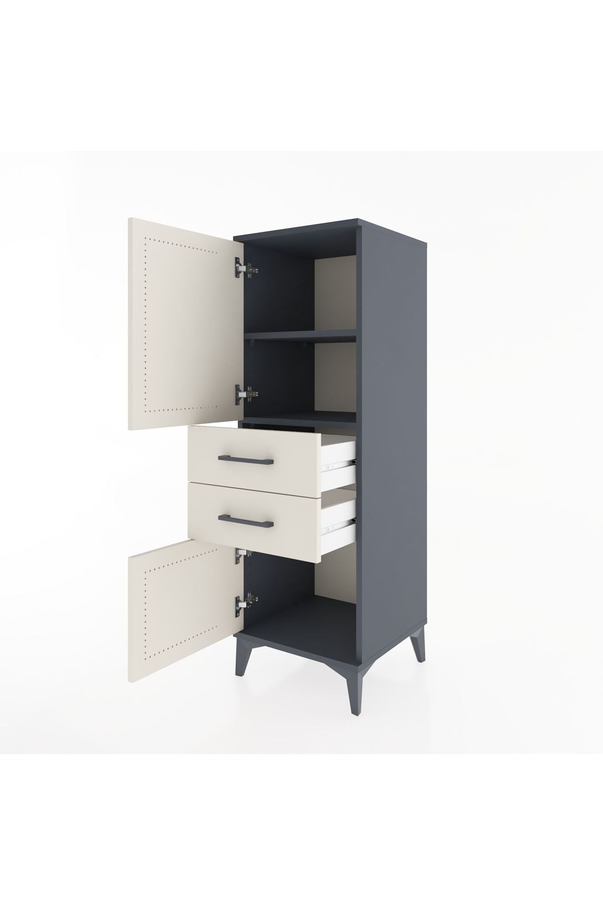 Hyperion Dolap 2 Raflı 2 Çekmeceli 2 Kapaklı 44x44x134 Antrasit-Aytaşı