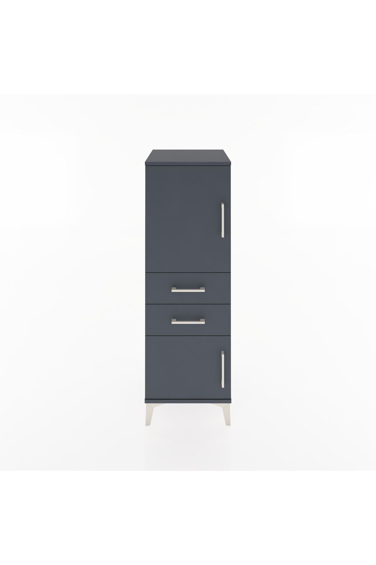 Hyperion Dolap 2 Raflı 2 Çekmeceli 2 Kapaklı 44x44x134 Antrasit-Antrasit