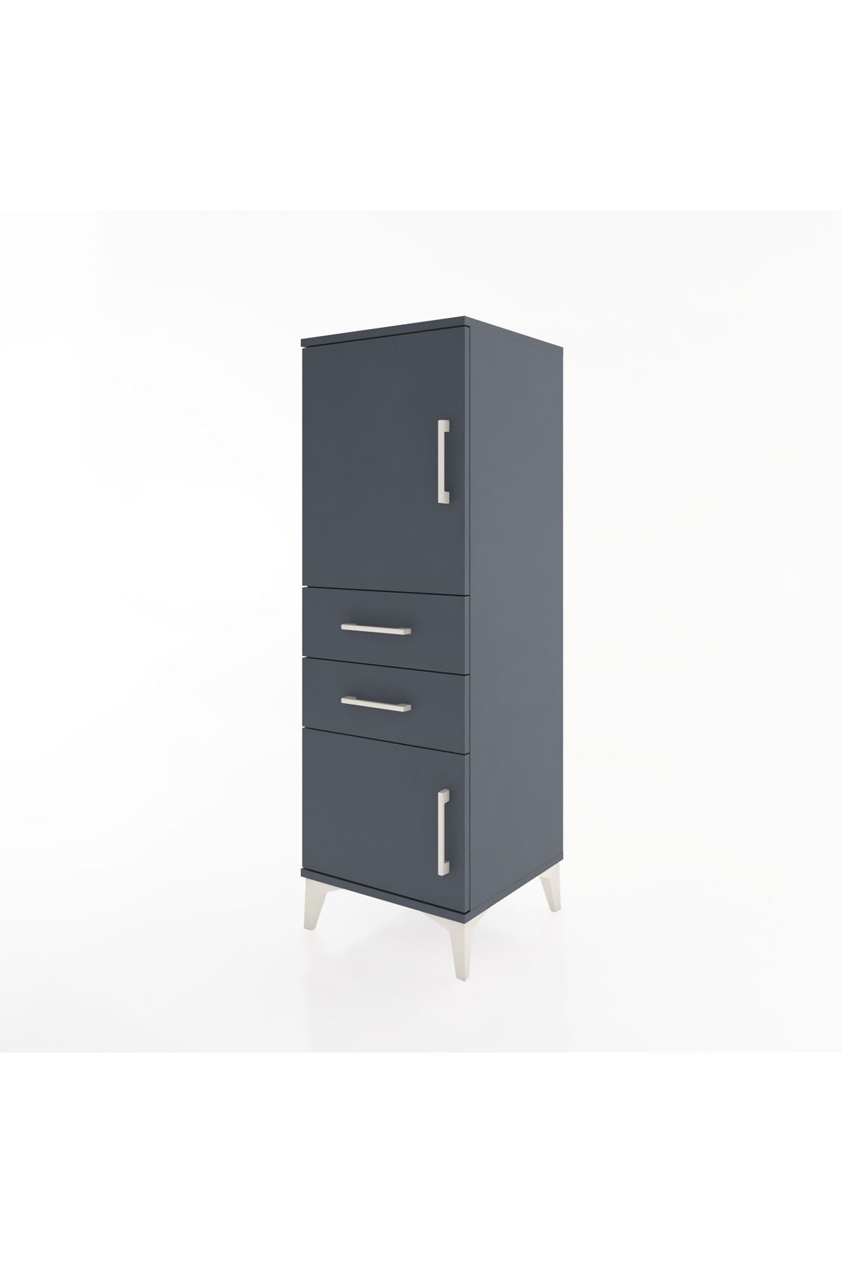 Hyperion Dolap 2 Raflı 2 Çekmeceli 2 Kapaklı 44x44x134 Antrasit-Antrasit