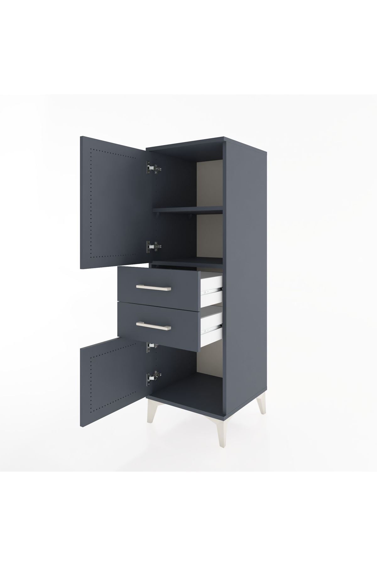 Hyperion Dolap 2 Raflı 2 Çekmeceli 2 Kapaklı 44x44x134 Antrasit-Antrasit