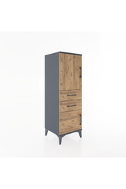 Hyperion Dolap 2 Raflı 2 Çekmeceli 2 Kapaklı 44x44x134 Antrasit-Çam