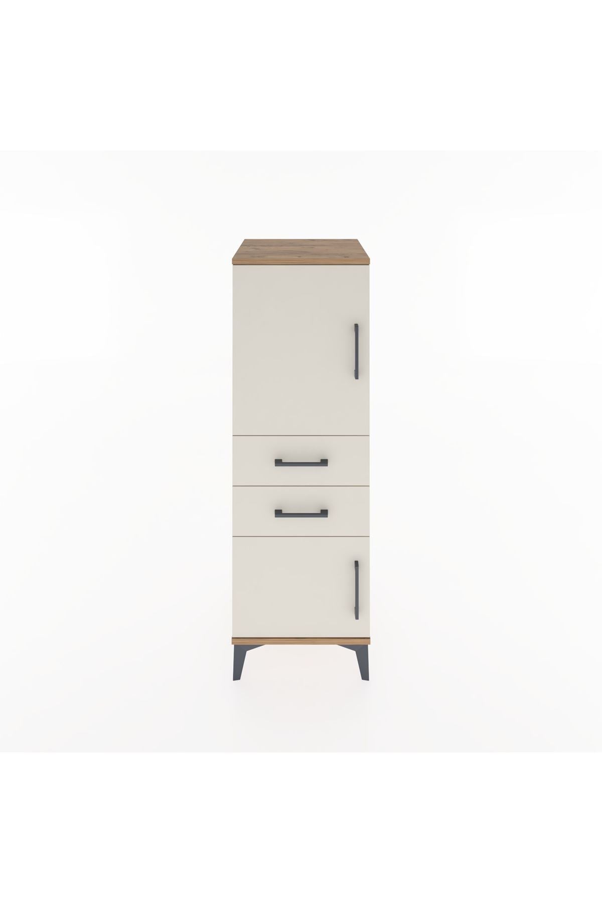 Hyperion Dolap 2 Raflı 2 Çekmeceli 2 Kapaklı 44x44x134 Çam-Aytaşı