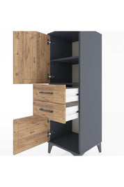 Hyperion Dolap 2 Raflı 2 Çekmeceli 2 Kapaklı 44x44x134 Antrasit-Çam