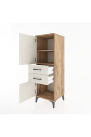 Hyperion Dolap 2 Raflı 2 Çekmeceli 2 Kapaklı 44x44x134 Çam-Aytaşı