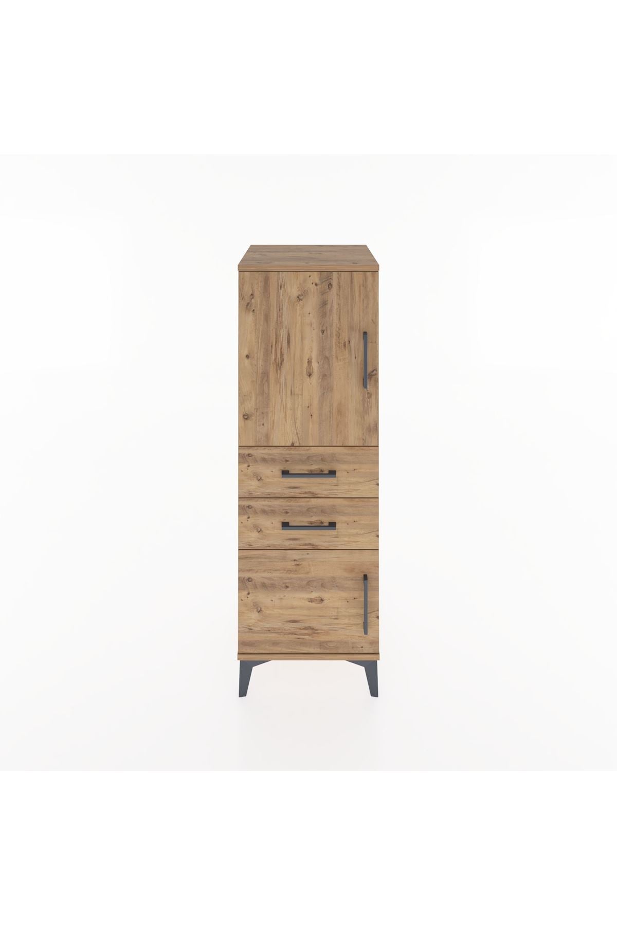 Hyperion Dolap 2 Raflı 2 Çekmeceli 2 Kapaklı 44x44x134 Çam-Çam