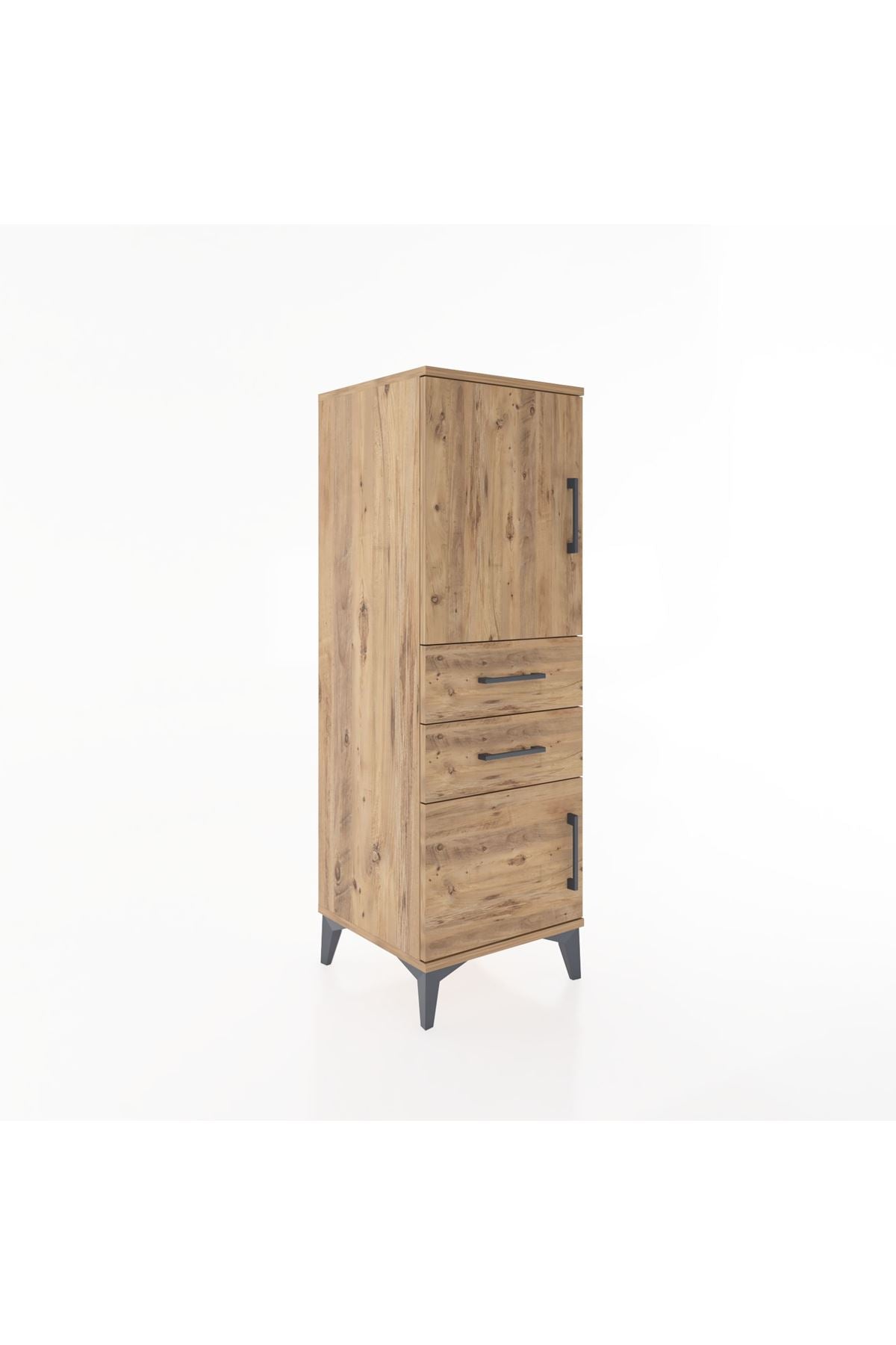 Hyperion Dolap 2 Raflı 2 Çekmeceli 2 Kapaklı 44x44x134 Çam-Çam